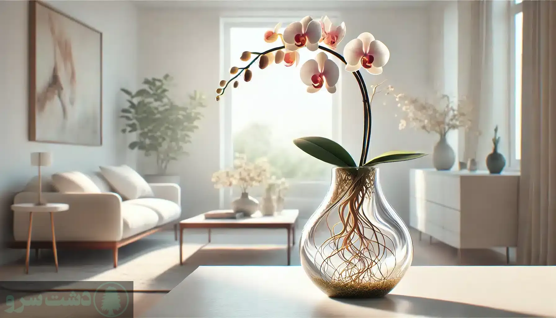 نگهداری گل ارکیده در گلدان شیشه ای