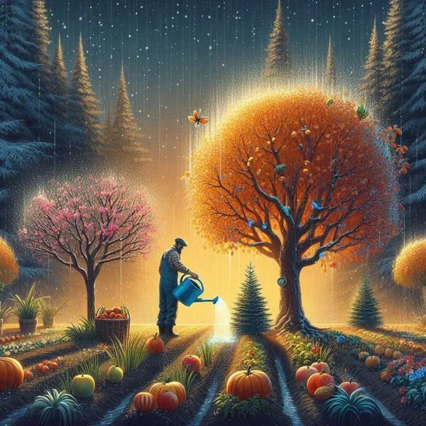 نحوه آبیاری درختان باغ در زمستان و پاییز